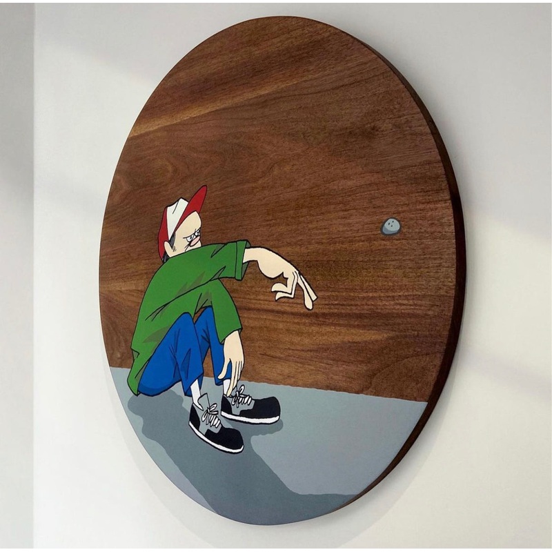Yusuke Hanai- Throw Stone Wood Panel