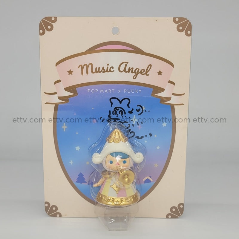 POPMART PUCKY Music Angel Mini Figure Signed+Hand Drawn Sketch