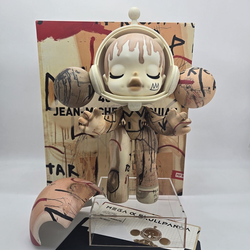 POPMART Hand Signed MEGA  Skullpanda 400% Jean-Michel Basquiat with COA, NEW