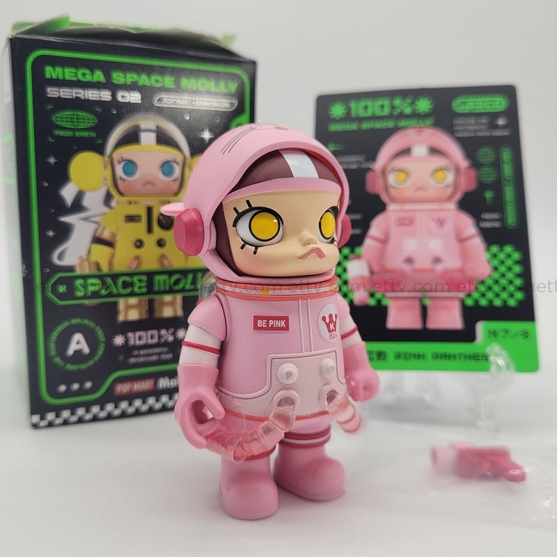 POPMART MEGA Space Molly 100% Series 2 (Pink Panther)-Hand Signed by Artist