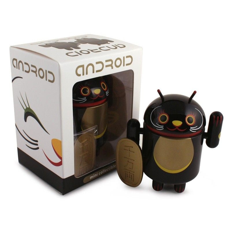Android Mini Collectible Lucky Cat Series – Black Lucky Cat w/ Koban Coin