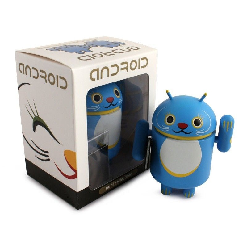Android Mini Collectible Lucky Cat Series – Blue Lucky Cat w/ Notebook