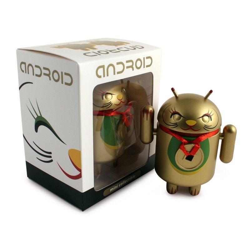 Android Mini Collectible Lucky Cat Series – Gold Lucky Cat w/ Collar Coin