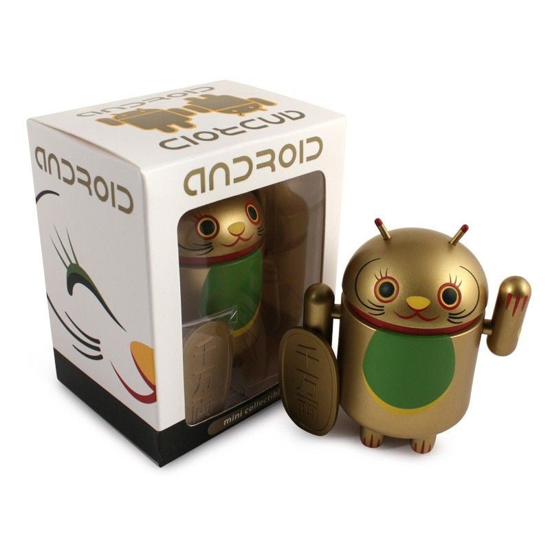 Android Mini Collectible Lucky Cat Series – Gold Lucky Cat w/ Koban Coin