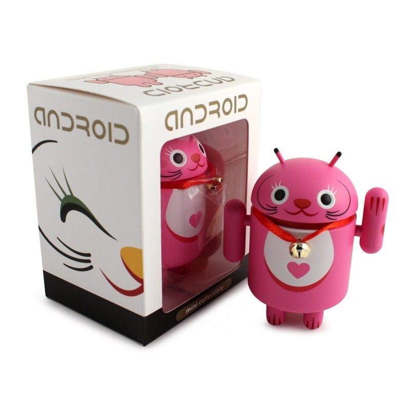 Android Mini Collectible Lucky Cat Series – Pink Lucky Cat w/ Collar Bell