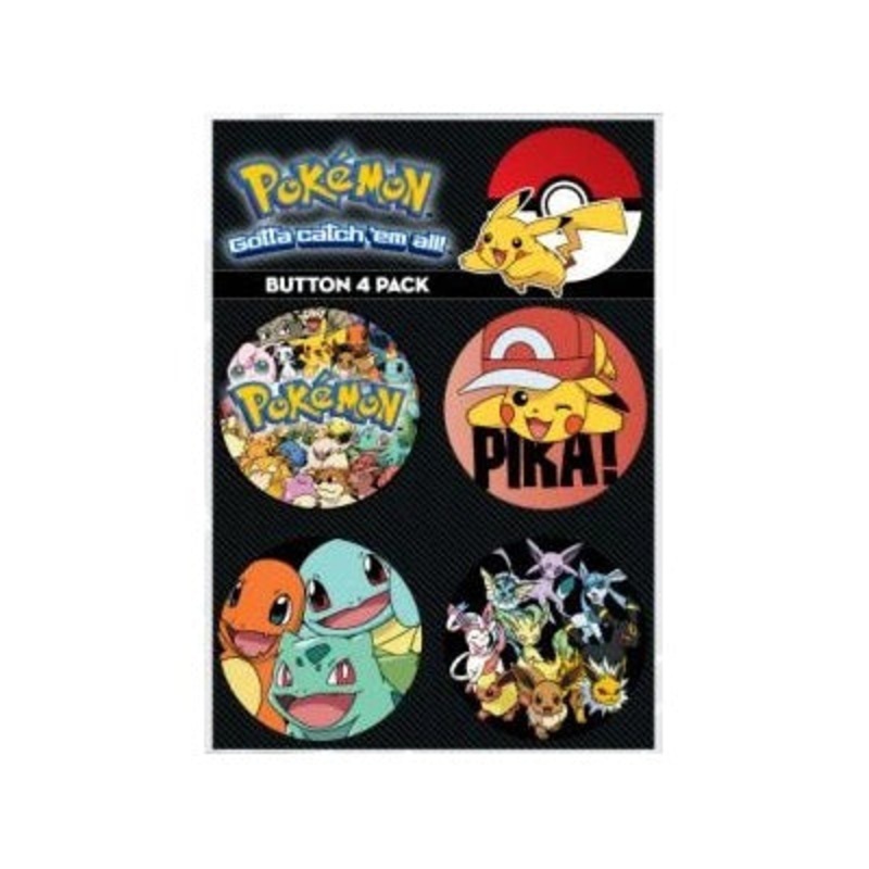 Loungefly x Pokemon Button Pin 4-Pack Pikachu and Friends Set