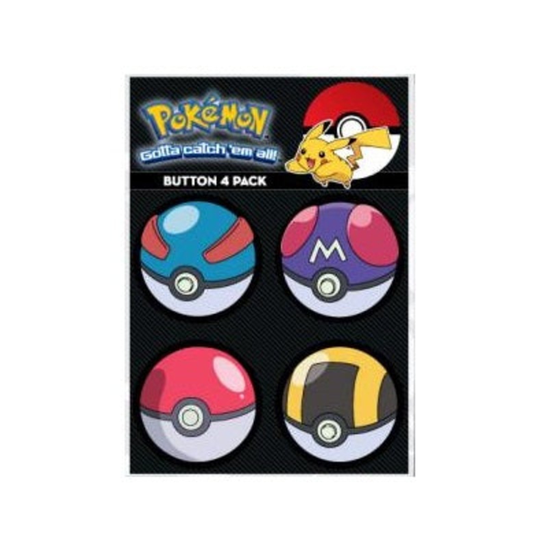 Loungefly x Pokemon Button Pin 4-Pack Pokeball Set