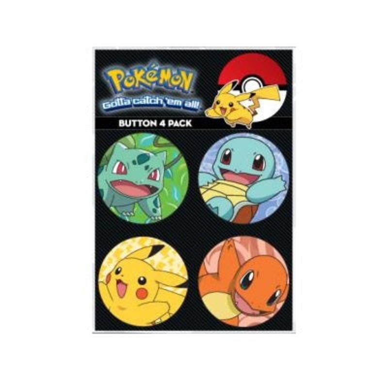 Loungefly x Pokemon Button Pin 4-Pack Starters Set